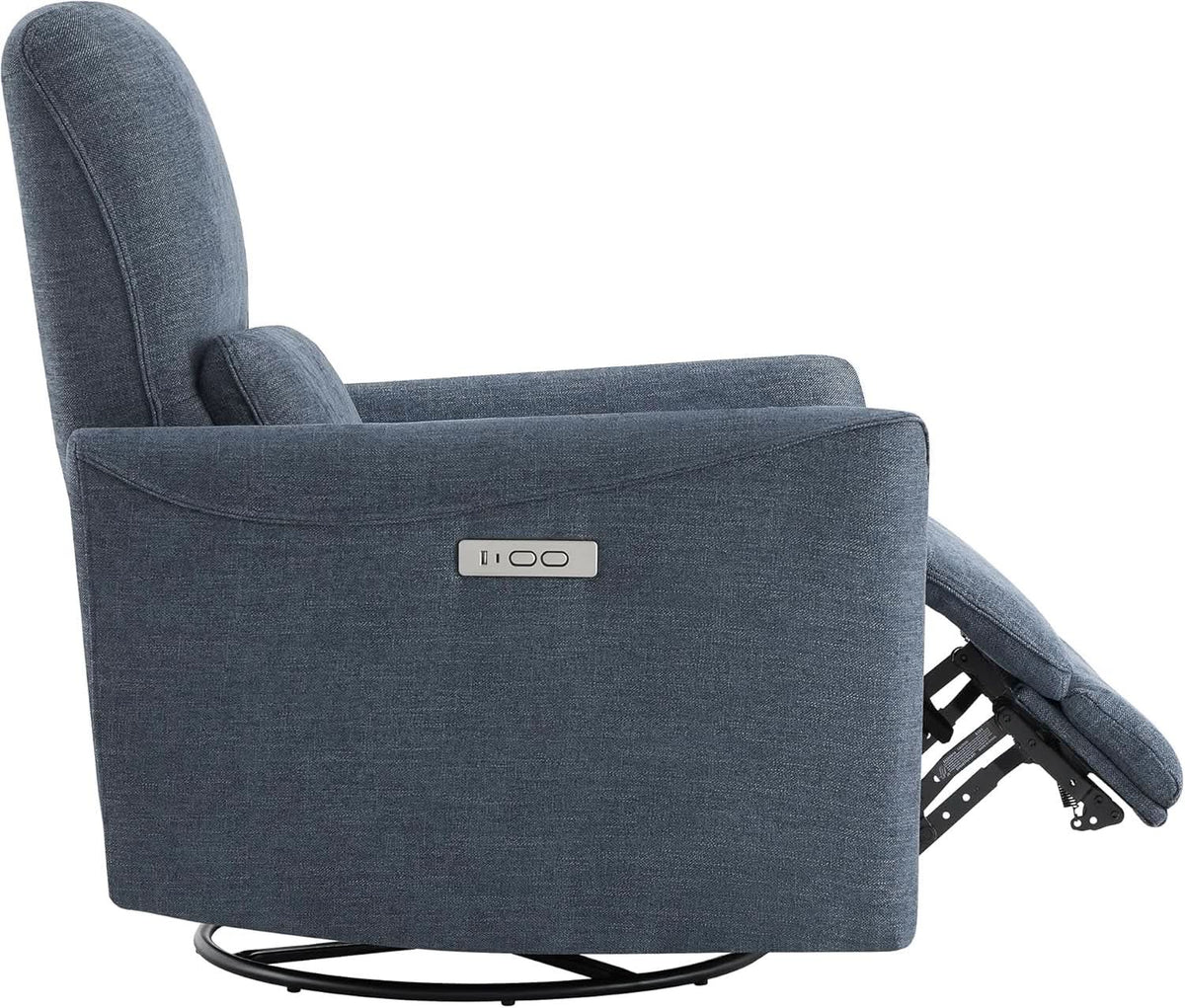 Ink Blue Power Swivel Glider Recliner With USB Charging