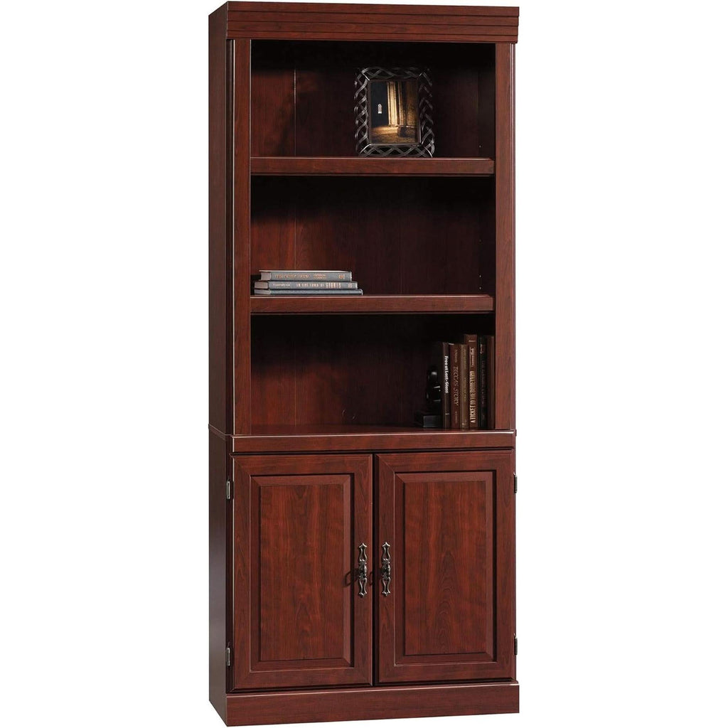 Heritage Hill Library With Doors Bookcase, Classic Cherry Finish, 71 Inch Tall