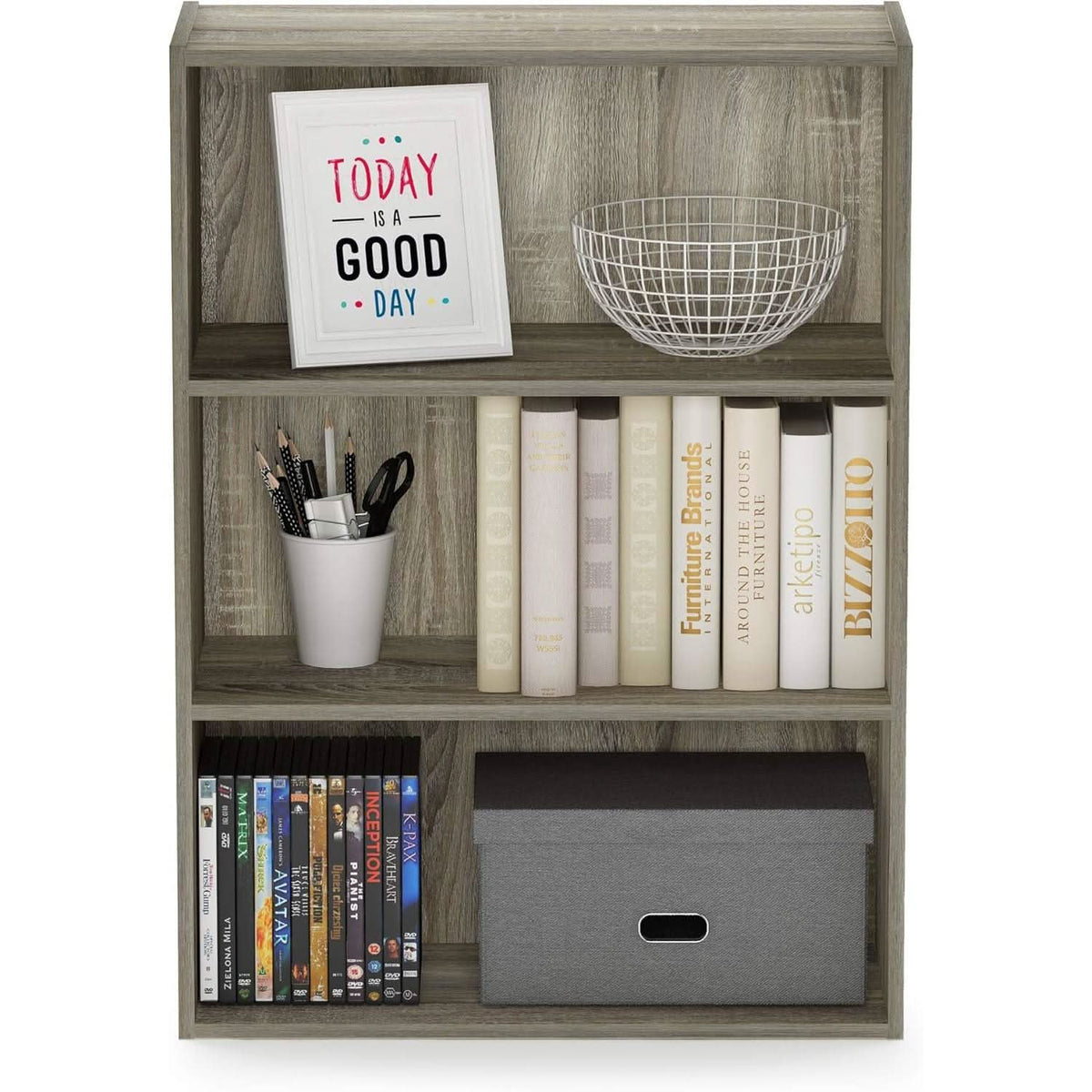 Pasir 3 Tier Open Shelf Bookcase Sonoma Oak Particle Board