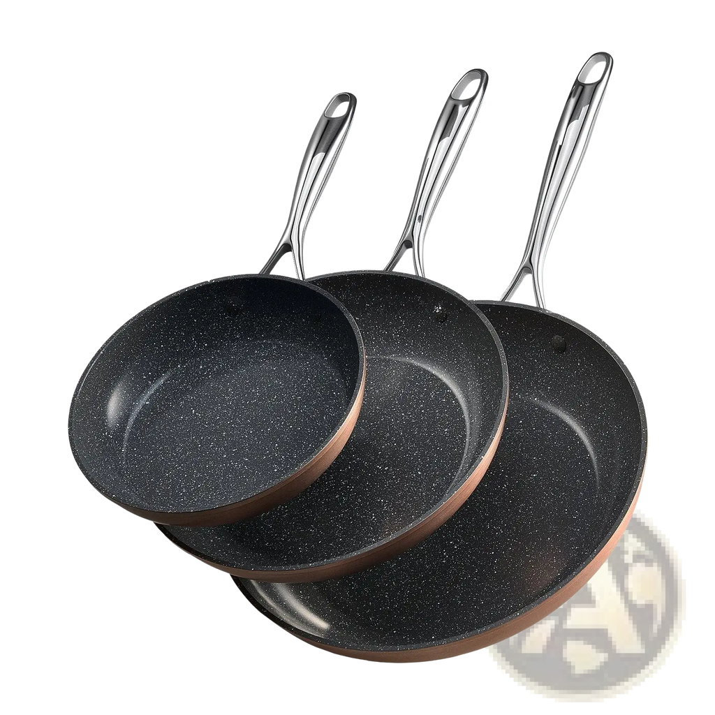 3-piece Nonstick Ceramic Frying Pan Set with Handles