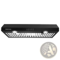 30 Inch Black Range Hood 600cfm Under Cabinet Vent Led