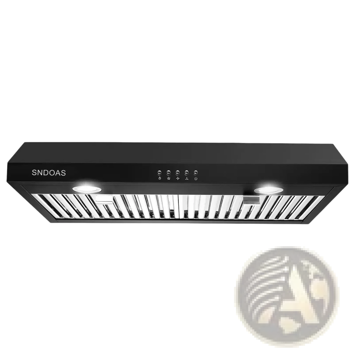30 Inch Black Range Hood 600cfm Under Cabinet Vent Led