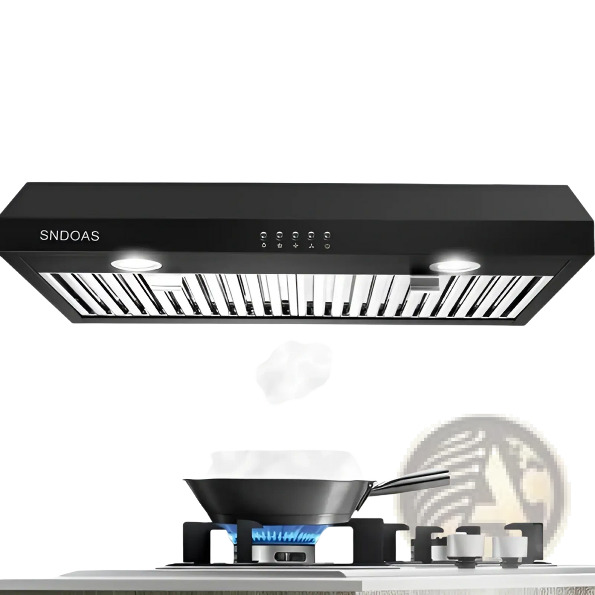 30 Inch Black Range Hood 600cfm Under Cabinet Vent Led