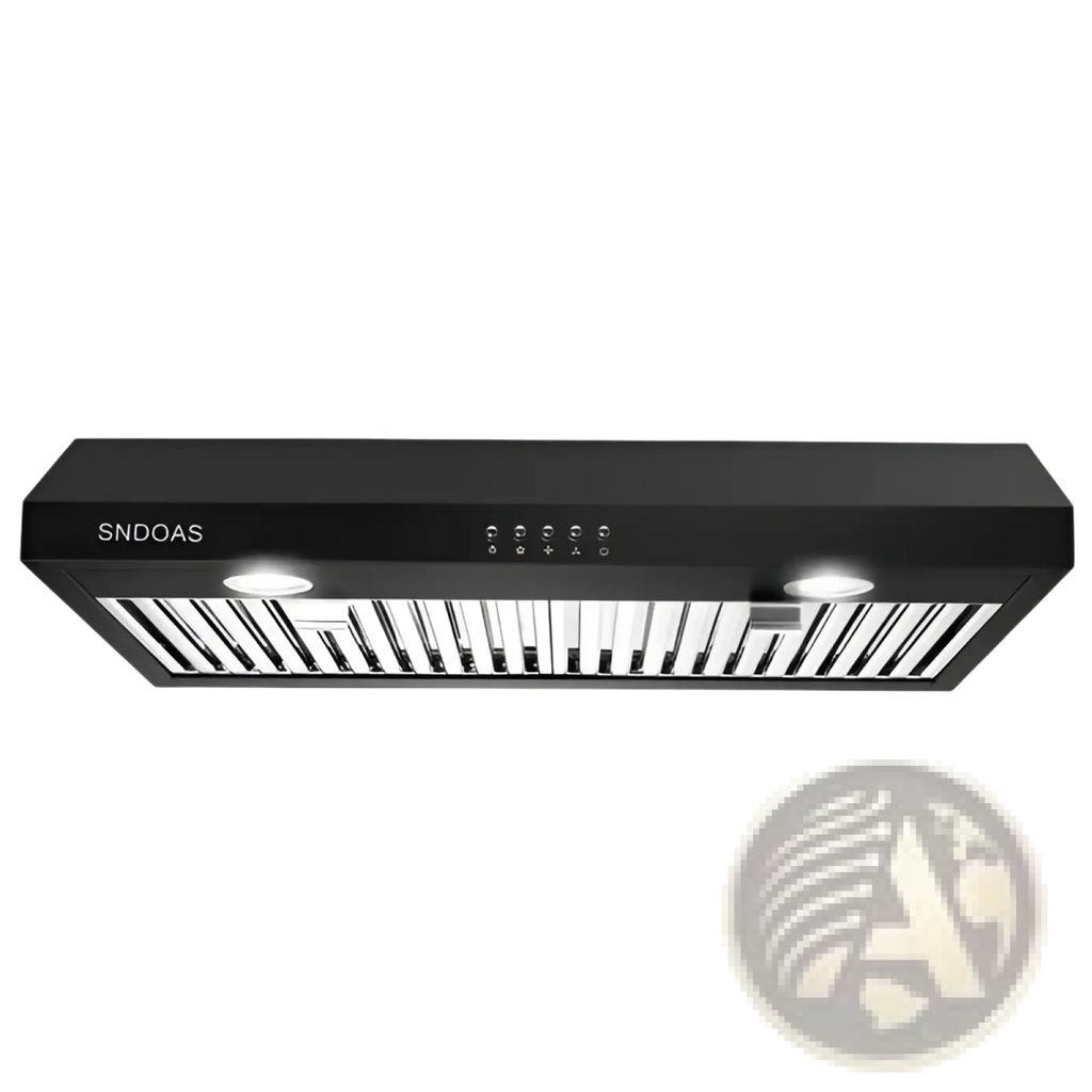 30 Inch Black Range Hood 600cfm Under Cabinet Vent Led
