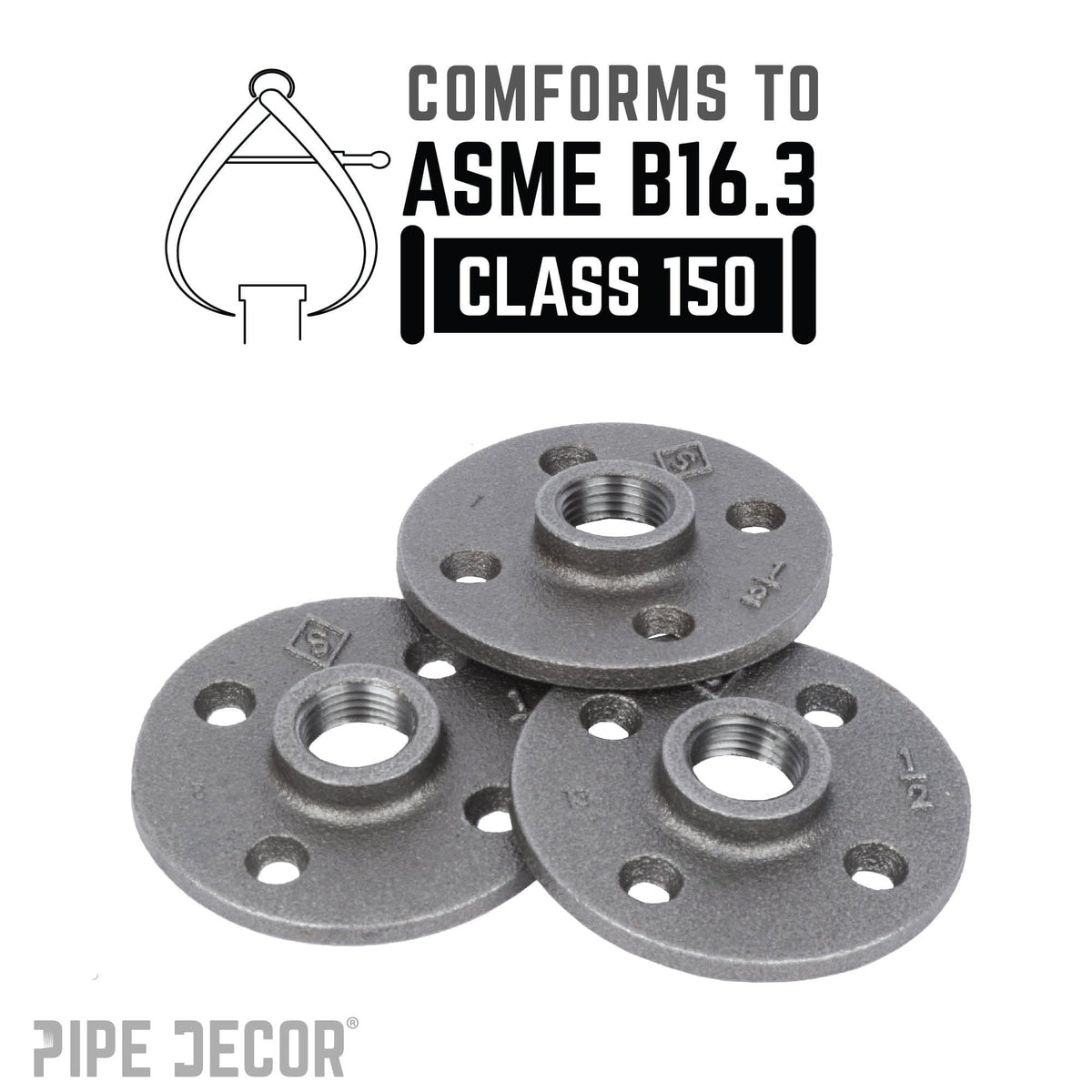 1/2 in. Black Floor Flange