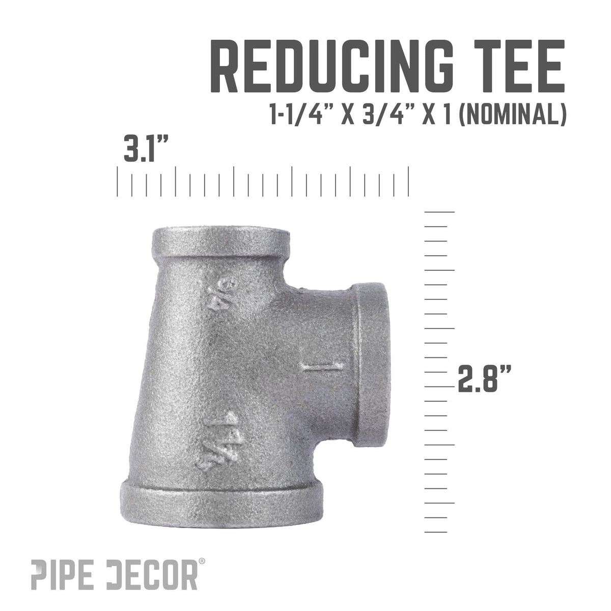 1 1/4 in. x 3/4 in. x 1 in. Black Reducing Tee