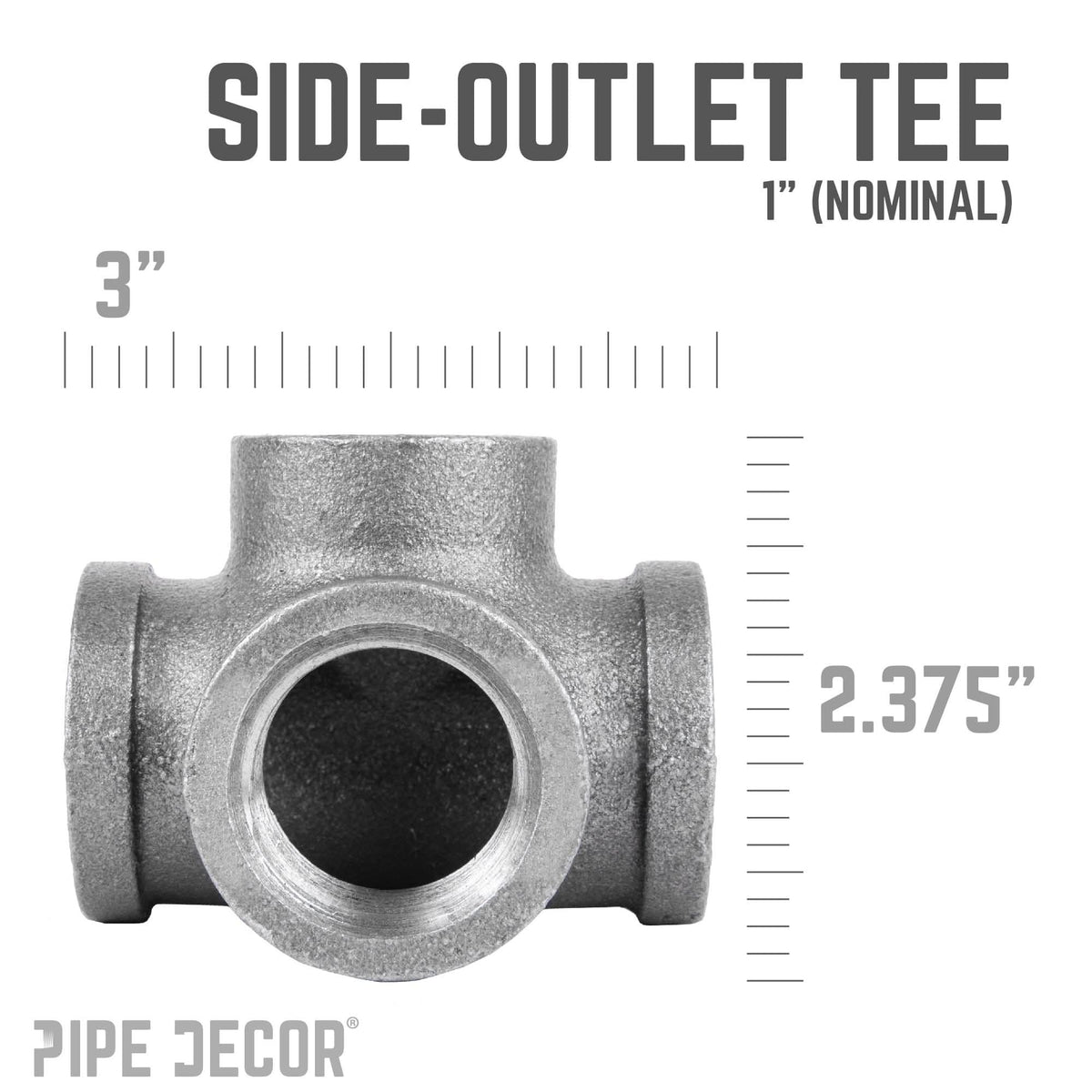 1 in. Black Side Outlet Tee