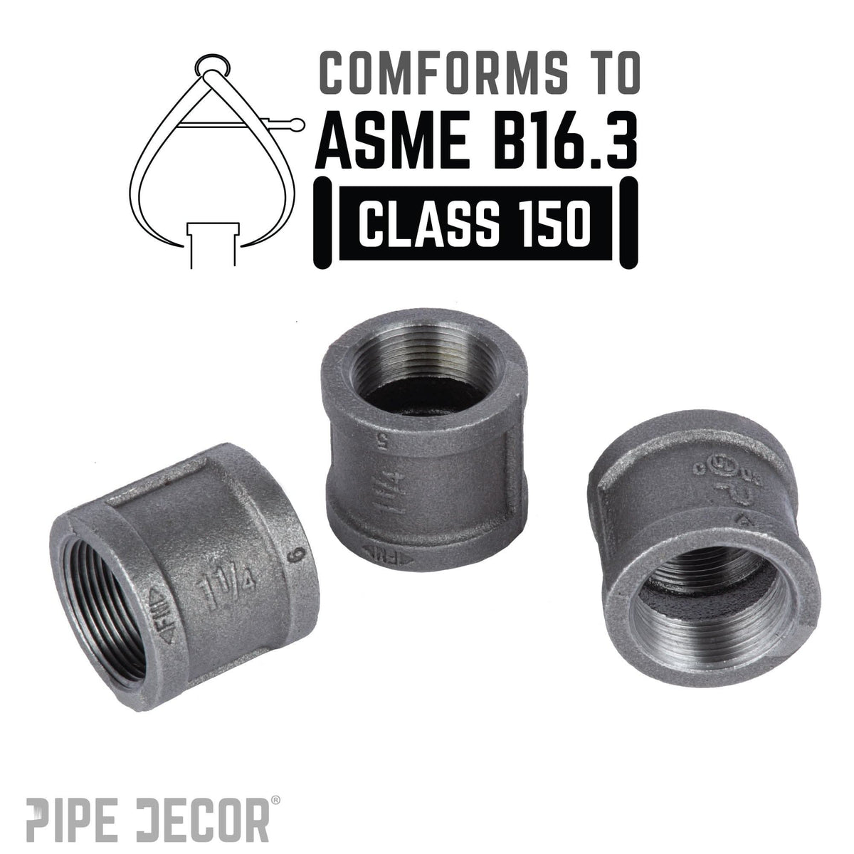 1 1/4 in. Black Coupling