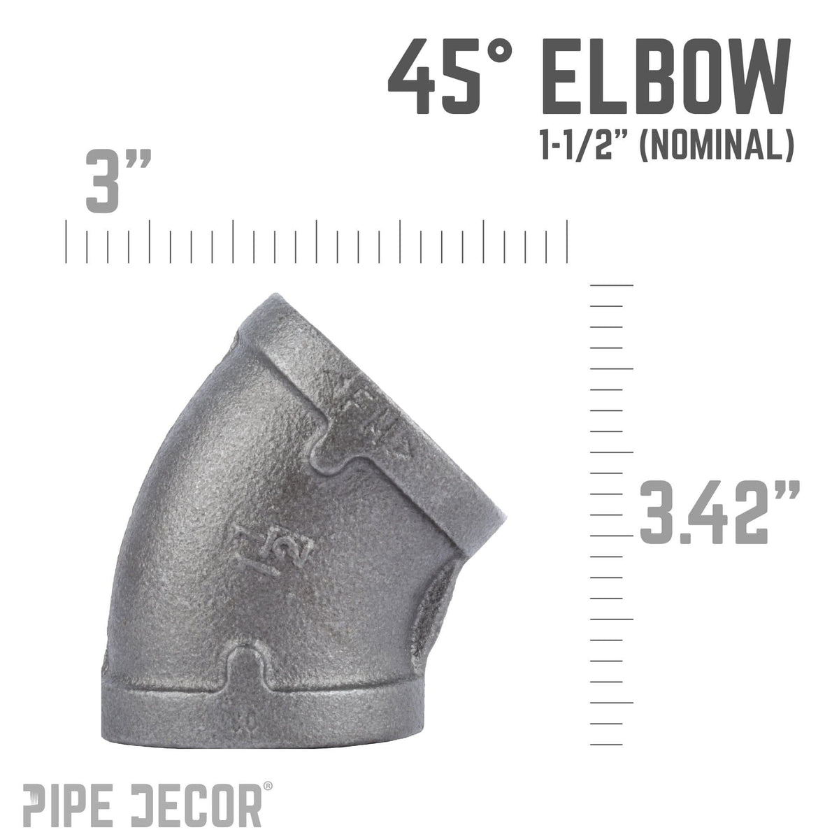 1 1/2 in. Black 45 Degree Elbow