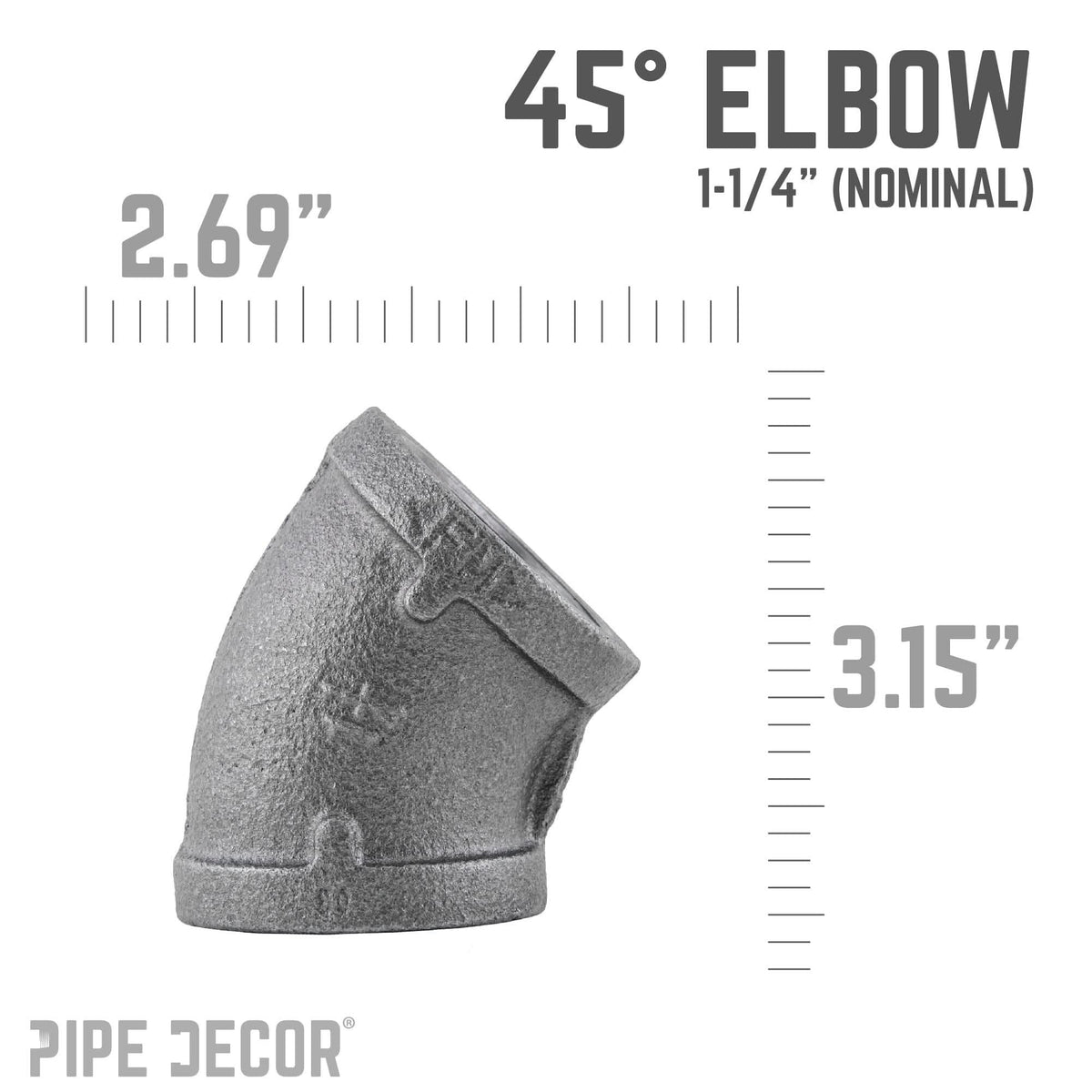 1 1/4 in. Black 45 Degree Elbow