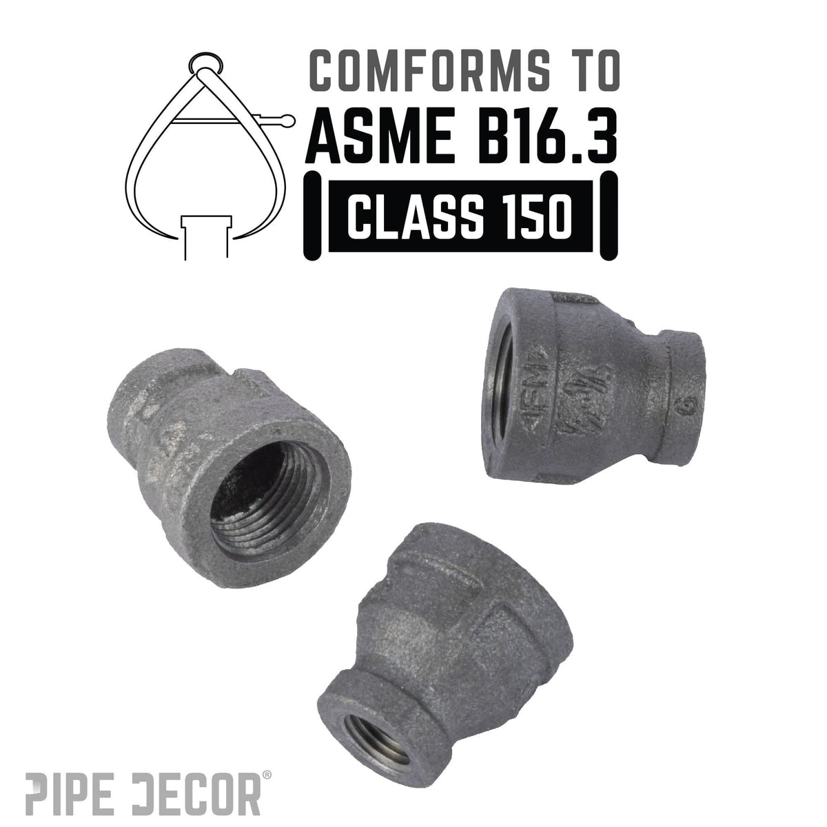 1/2 in. x 1/4 in. Black Reducing Coupling