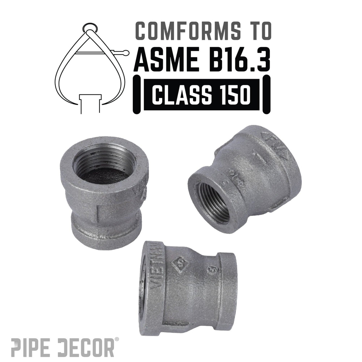 1 in. x 3/4 in. Black Reducing Coupling