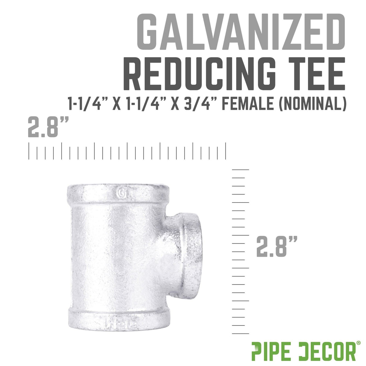 1 1/4 in. x 1 1/4 in. x 3/4 in. Galvanized Iron Reducing Tee