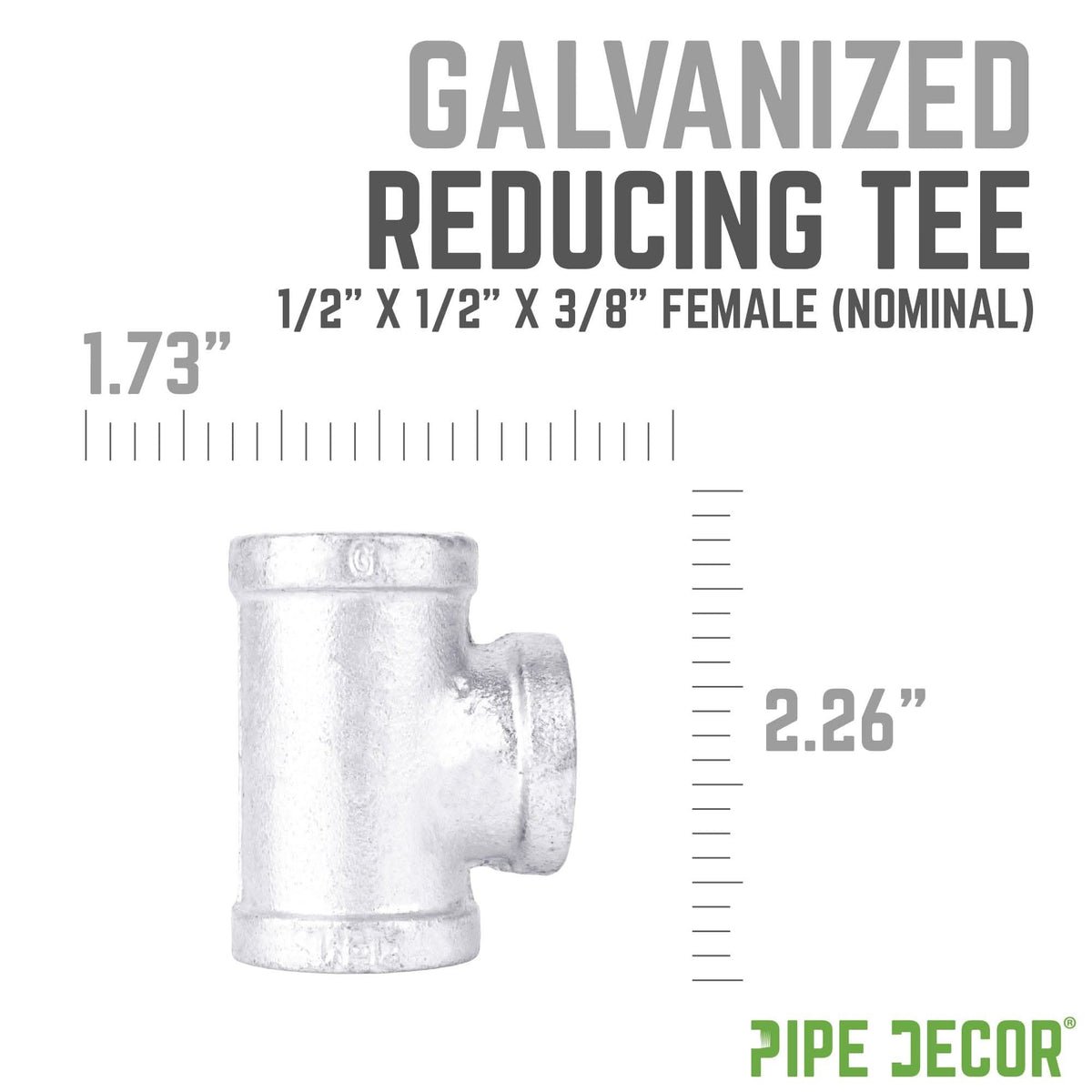 1/2 in. x 1/2 in. x 3/8 in. Galvanized Reducing Tee