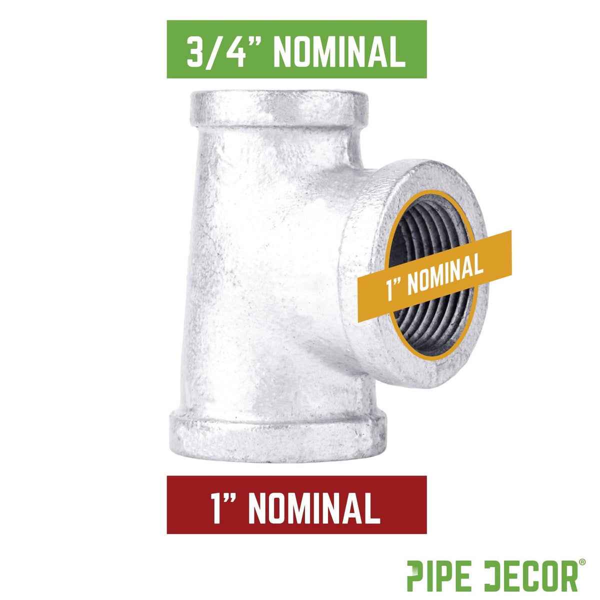 1 in. x 3/4 in. x 1 in. Galvanized Reducing Tee