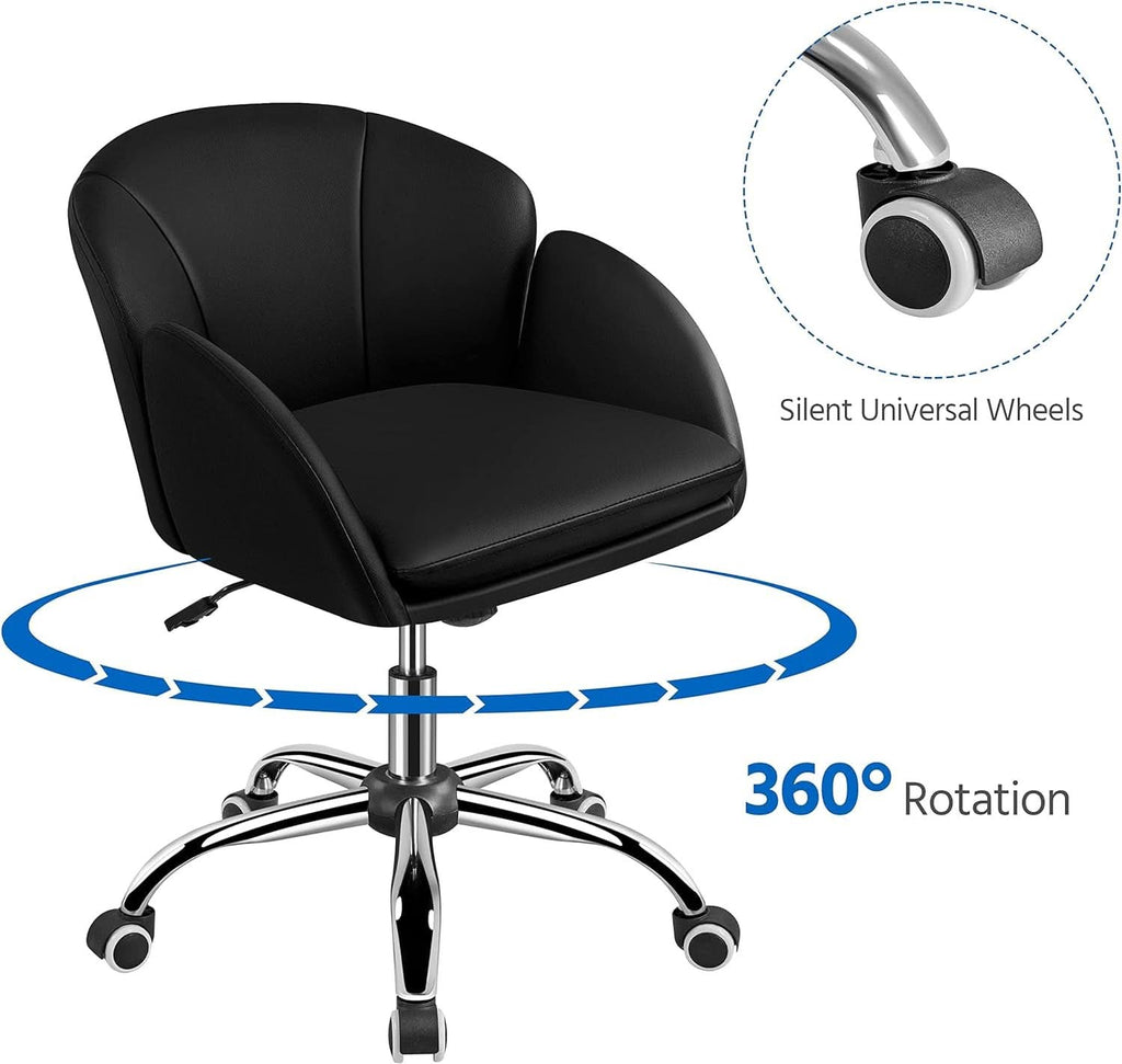 Black Velvet Upholstered Swivel Desk Chair For Office