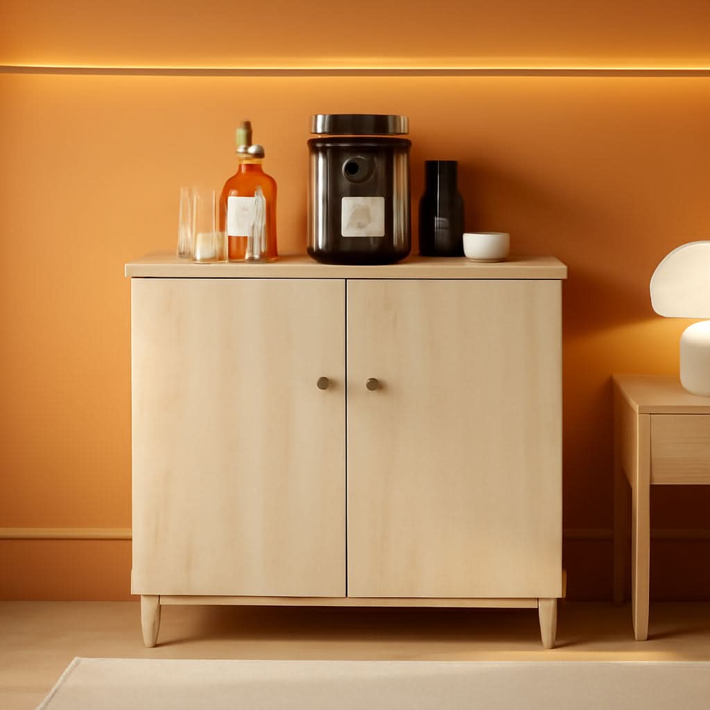 35.4 Inch Wide Light Oak Sideboard Storage Cabinet