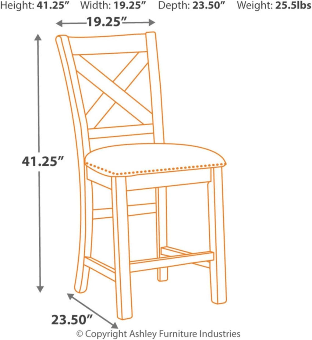 Moriville 24.5 Inch Upholstered Farmhouse Barstools Beige Brown Set of Two