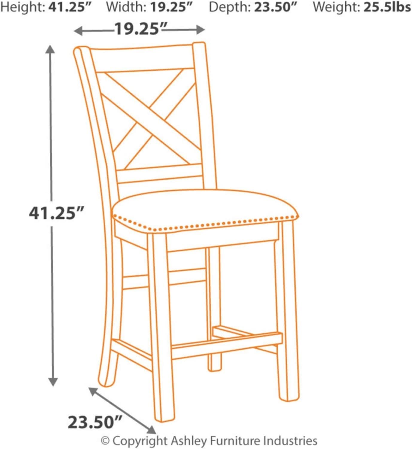 Moriville 24.5 Inch Upholstered Farmhouse Barstools Beige Brown Set of Two