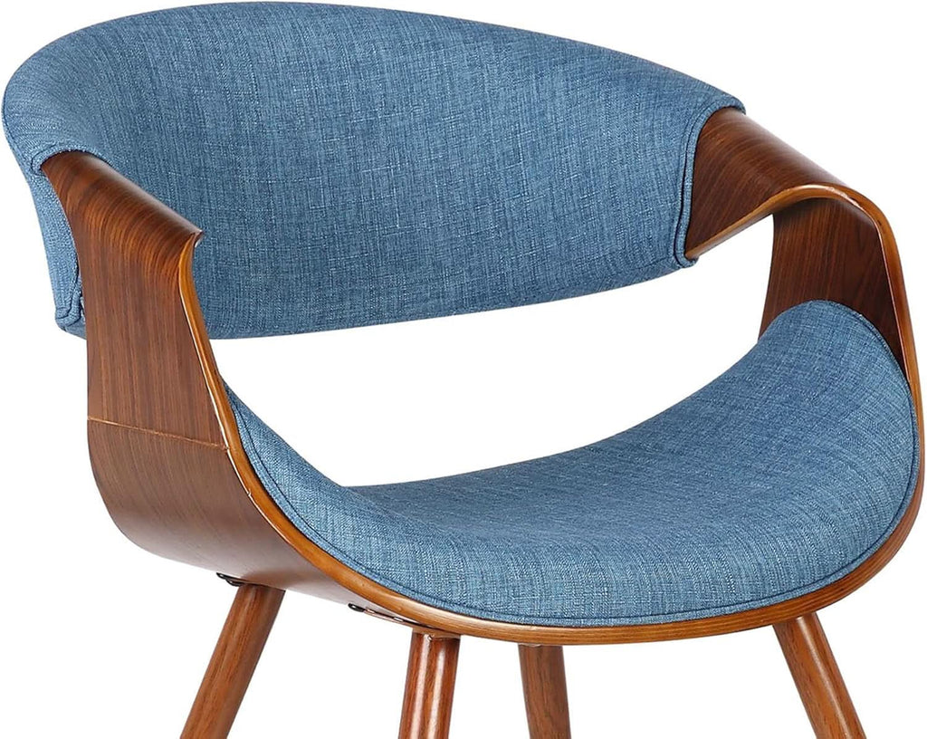 Butterfly Mid Century Modern Dining Chair Blue Upholstery Walnut Finish