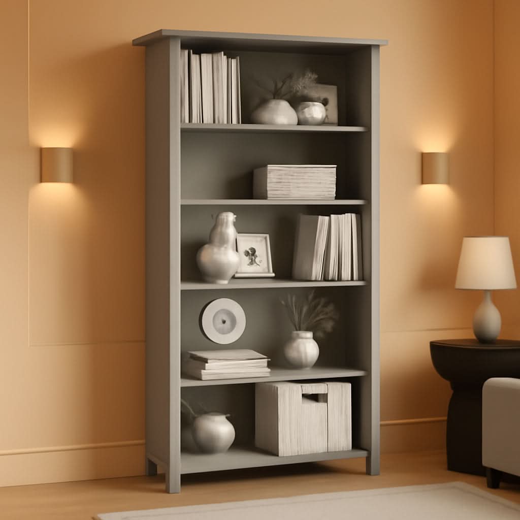 Salinas Bookcase Cape Cod Gray 63 Inch Tall Living Room