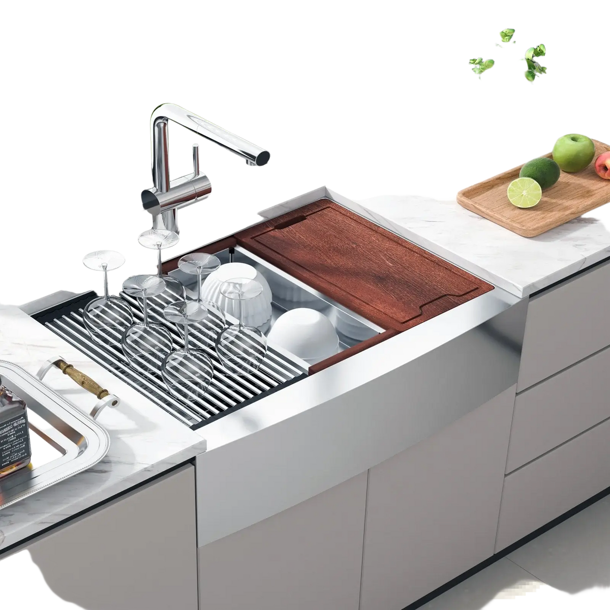 36 Inch Stainless Steel Farmhouse Workstation Sink
