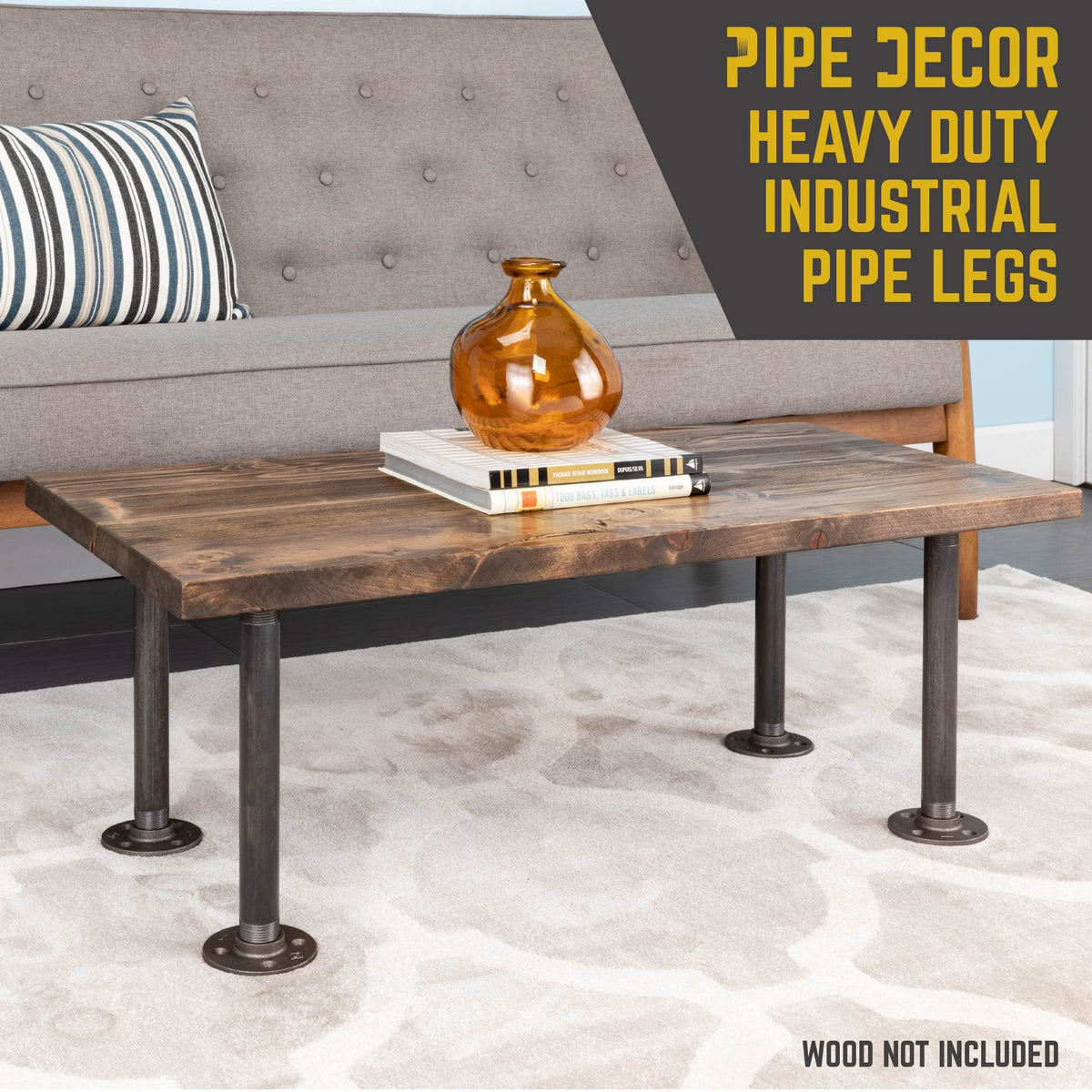 1 in. x 12 in. Round Flange Pipe Table Legs - 4 Pack
