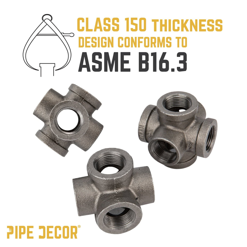 1 in. Black 6-Way Fitting