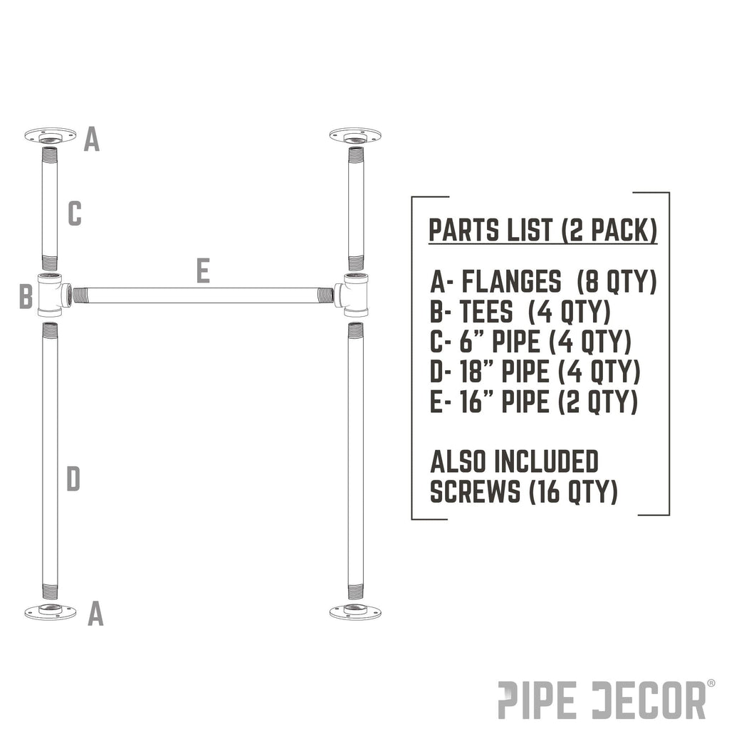 1 in. Heavy Duty H Round Flange Pipe Legs, for Restore Wood Dining Tabletops