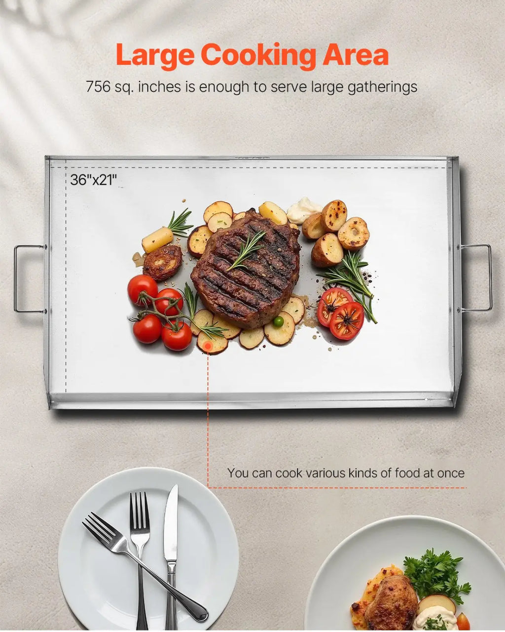 36x22 Stainless Steel Flat Top Griddle Bbq Grill Pan