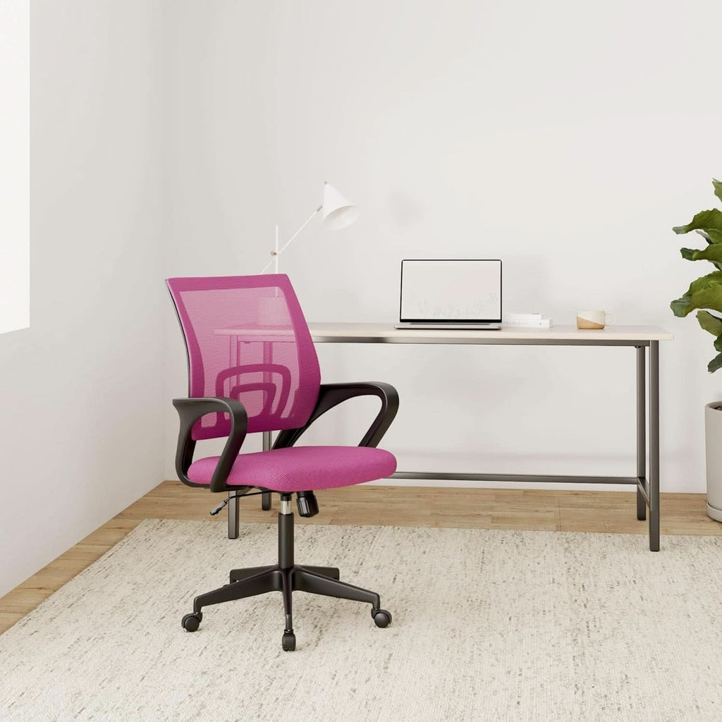 Pink Ergonomic Mesh Office Chair With Lumbar Support And Height Adjustable