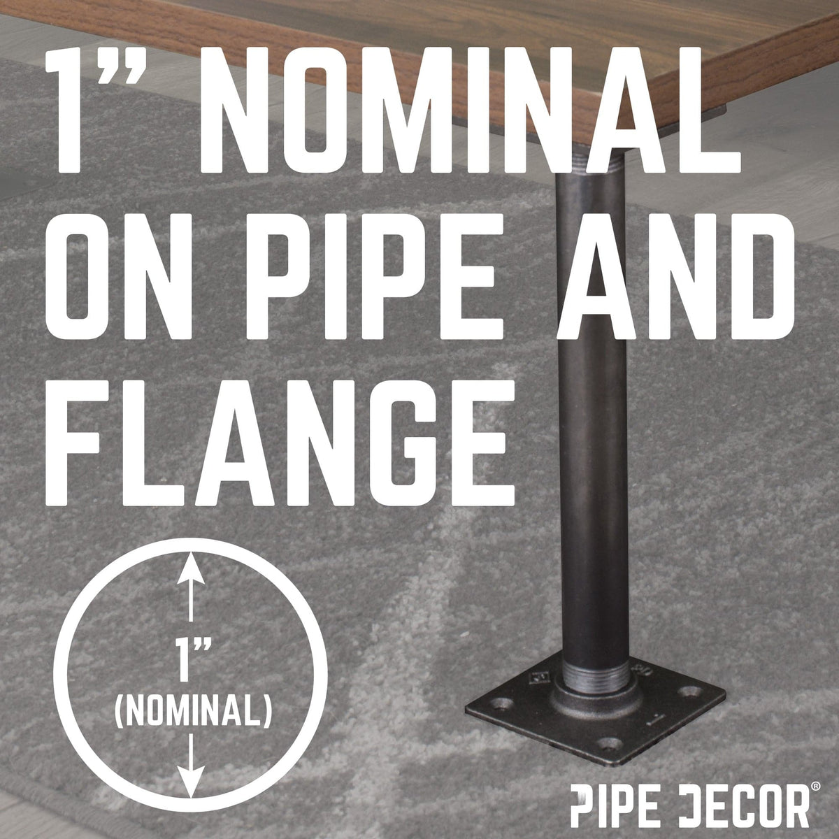 1 in. x 12 in. Square Flange Pipe Table Legs - 4 Pack