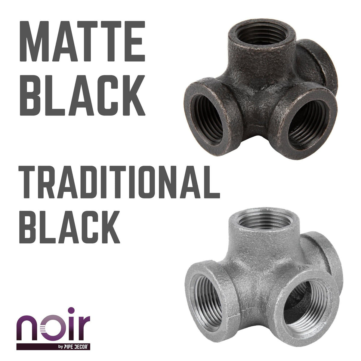 1/2 in.  Prefinished Matte Black Side Outlet Tee