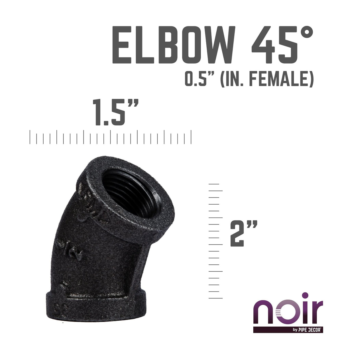 1/2 in. Prefinished Matte Black 45-Degree Elbow