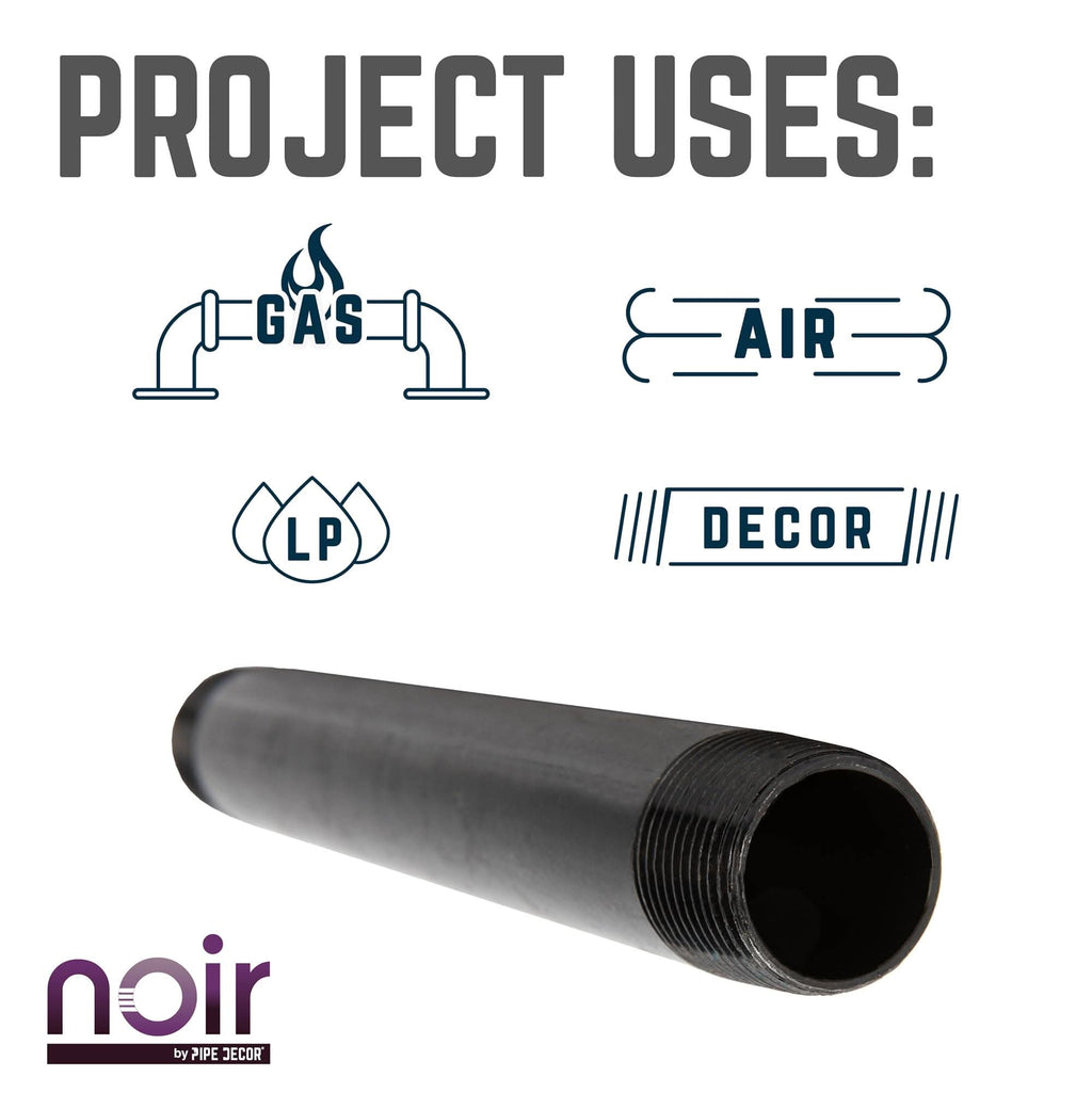 1/2 in. x 1 1/2 in. Prefinished Matte Black Pipe