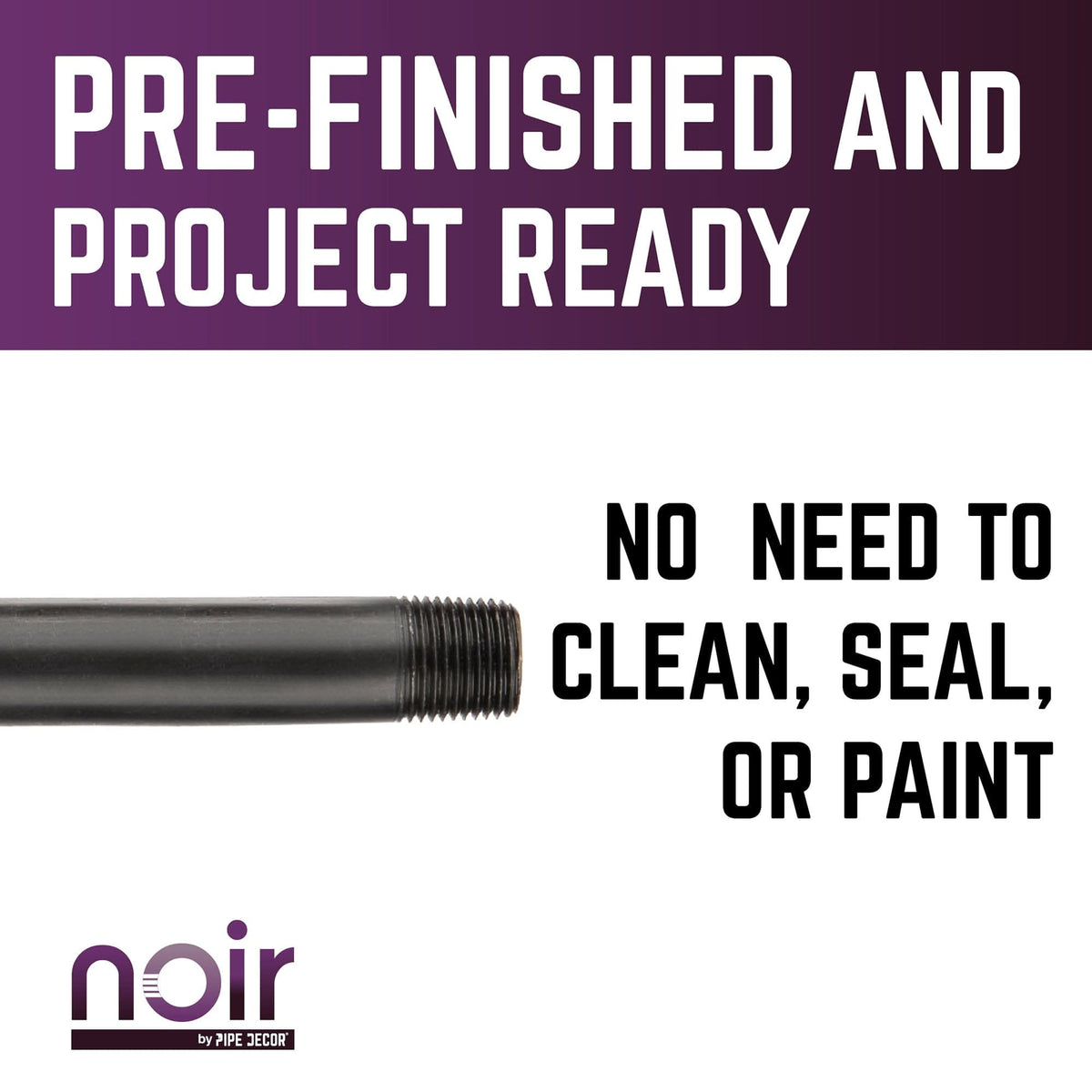 1/2 in. x 11 in. Prefinished Matte Black Pipe