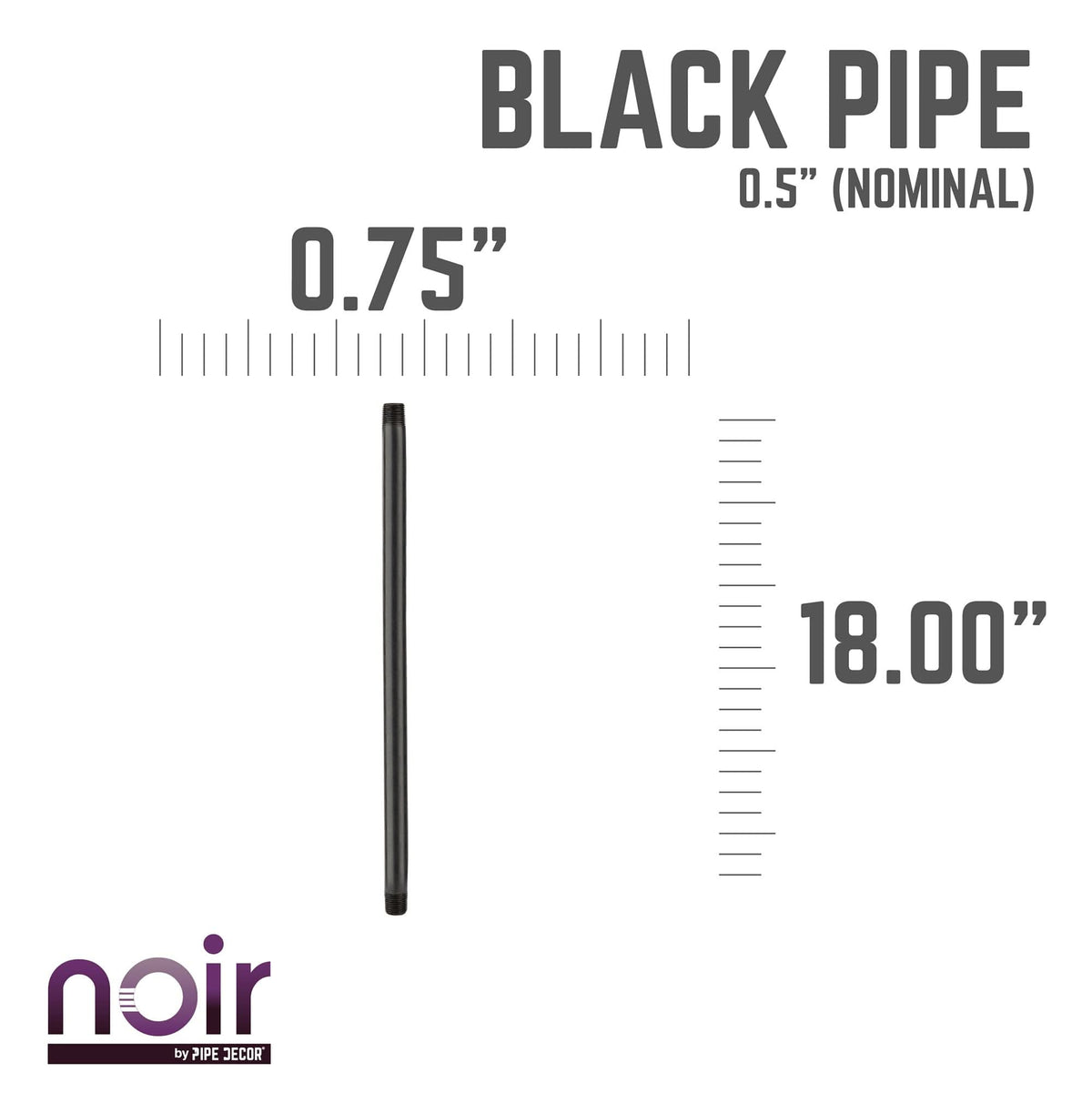 1/2 in. x 18 in. Prefinished Matte Black Pipe