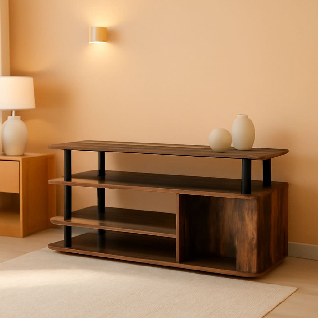 TV Stand For 50 Inch TVs Amber Pine Black Rustic Modern