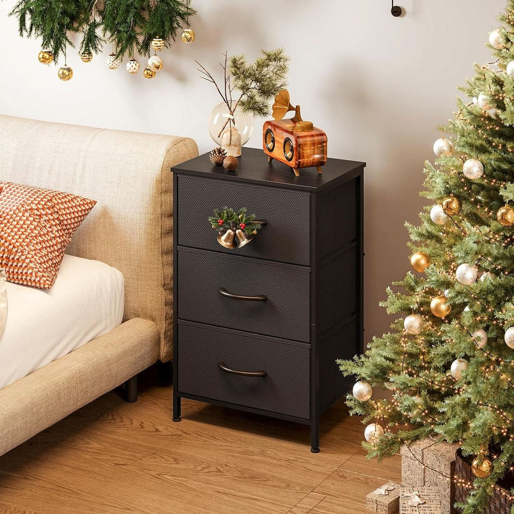 Dark Grey Dresser Nightstand With 3 Drawers Space Saver