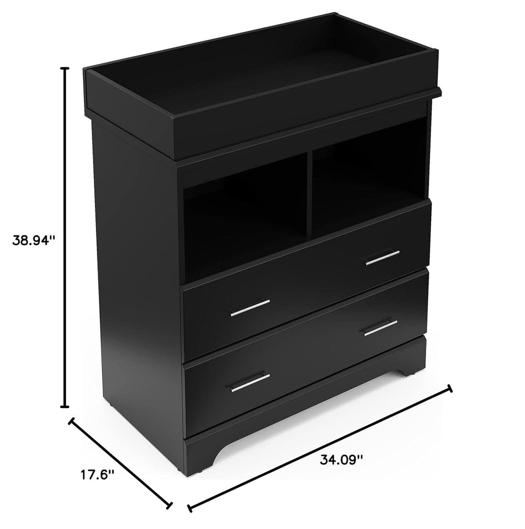 Brookside 2 Drawer Changing Table Dresser Black Topper