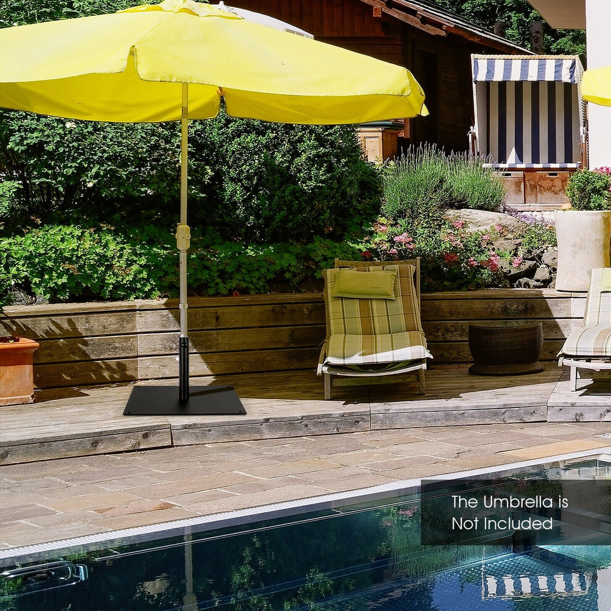 25 Inch Square Patio Umbrella Base 42 LBS Weighted