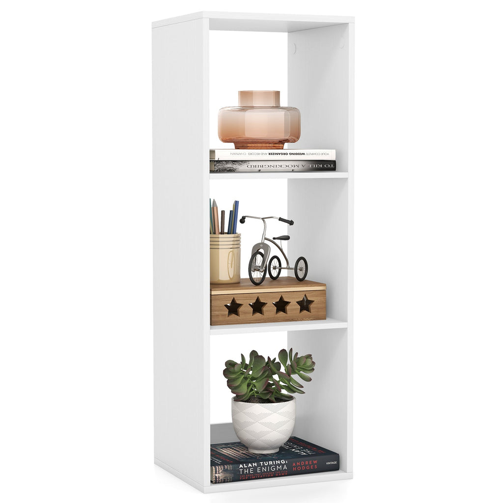 3 Cube Bookshelf with Back Guardrail for Living Room Bedroom