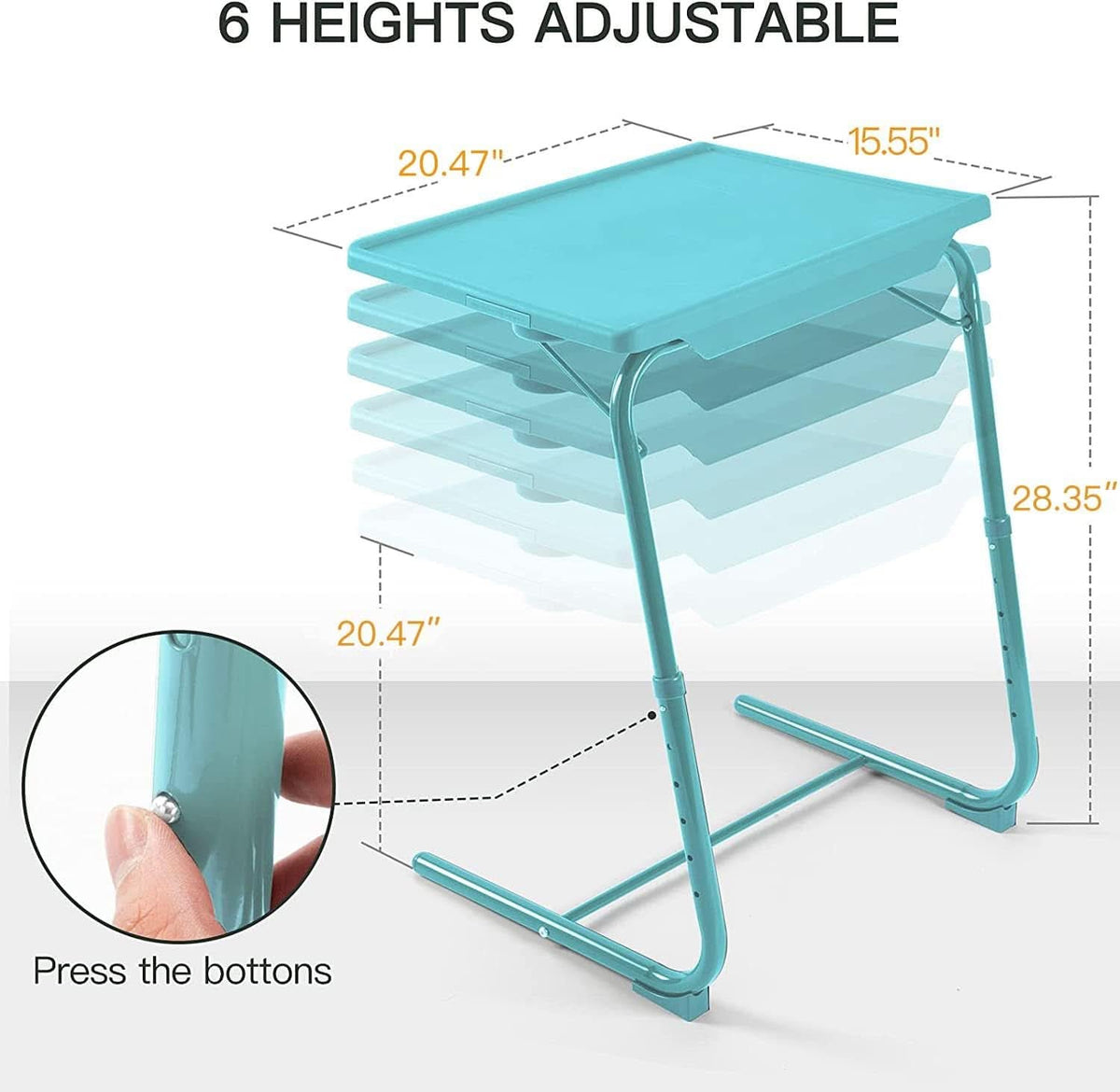 Adjustable TV Tray Table Azure With 6 Height 3 Tilt Angles