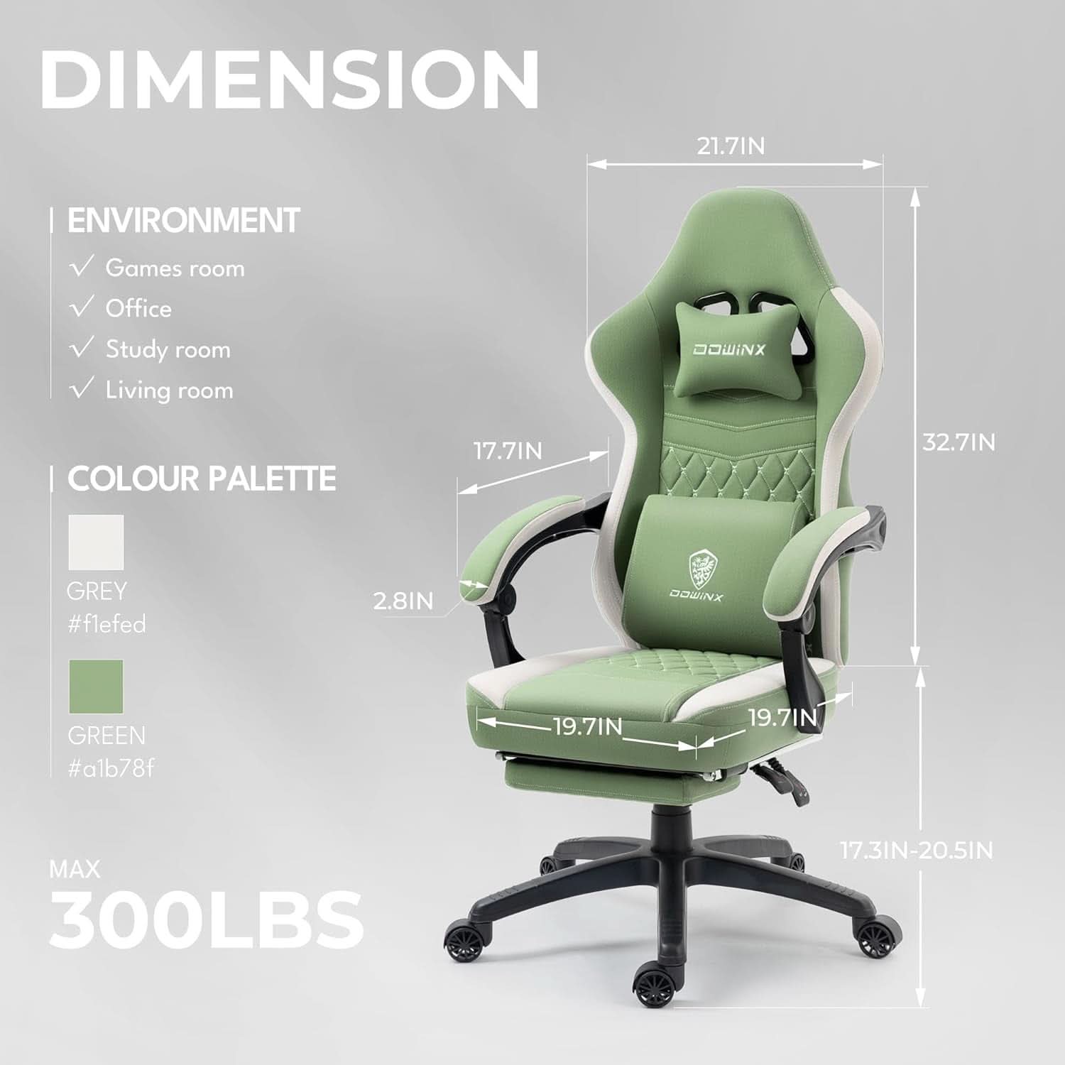 Gaming Chair With Pocket Spring Cushion And Footrest Green