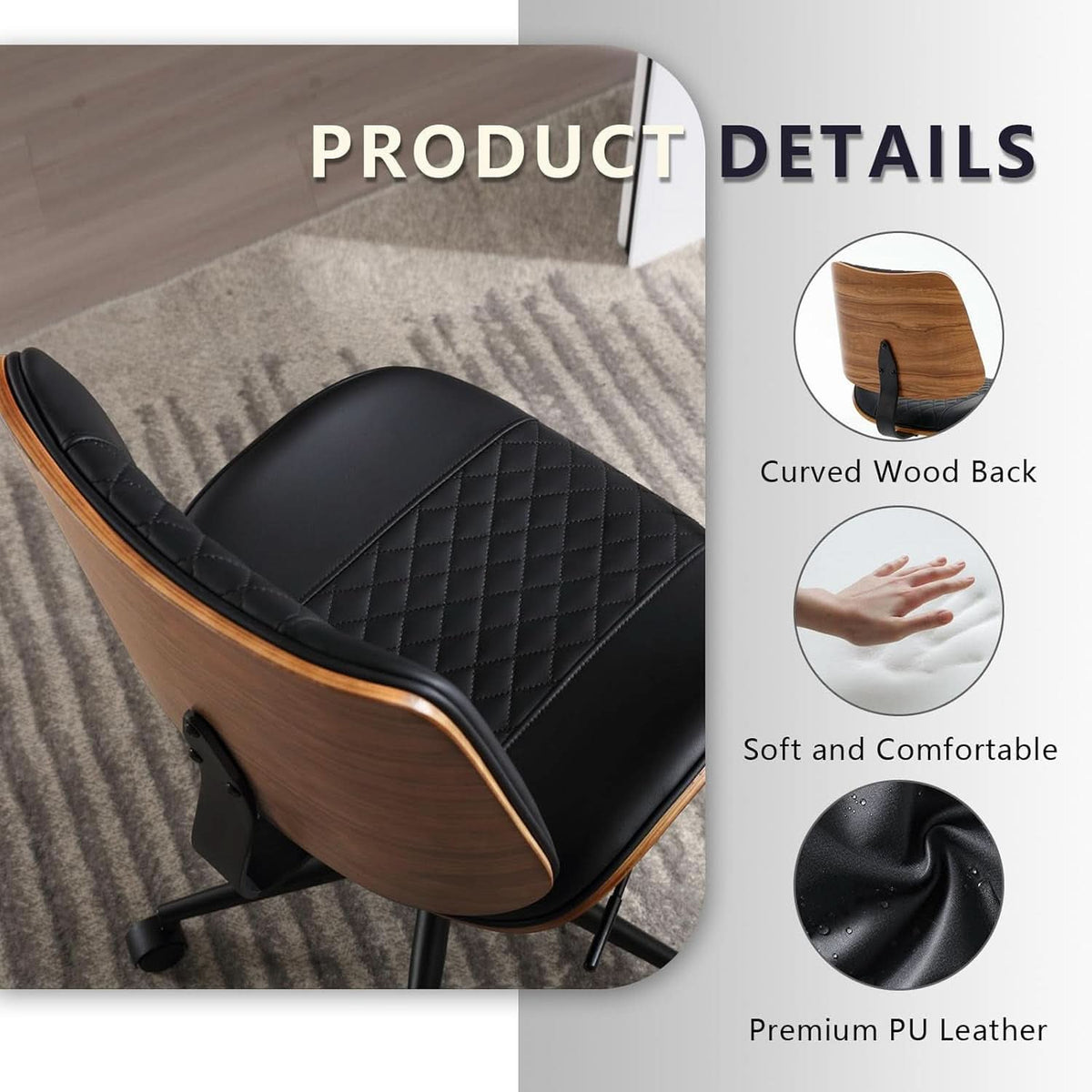 Office Chair Black 360 Swivel Ergonomic Desk Chair