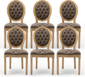 Brown PU Leather Upholstered Dining Chairs Set Of 6