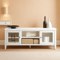 55 Inch TV Stand White With Storage Shelves And Cubbies
