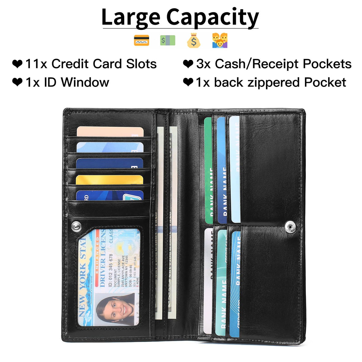 GOIACII Anti-Scanning Womens Long Wallet Ultra-Thin European And American Style Minimalist