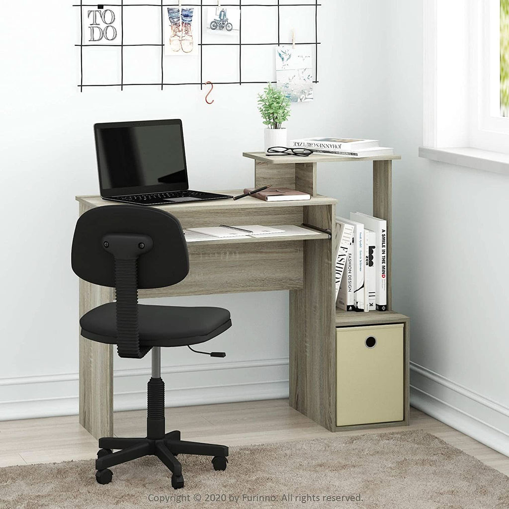 Econ Compact Office Desk With Storage Shelves Sonoma Oak