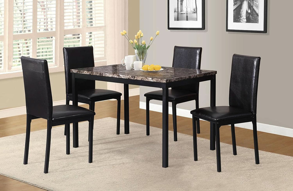 Black Metal Dining Table With Laminated Faux Marble Top
